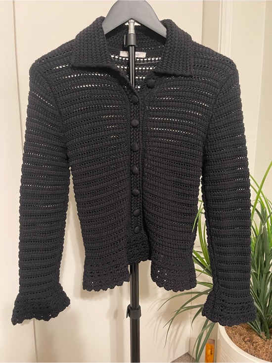 Madewell Sweaters - Madewell Black Crochet Button-Up Cardigan